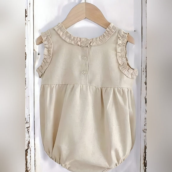 Bundle Bubble Heart Short Sleeve Romper and Boho Beige Romper - Picture 3 of 10